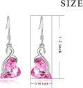 wholesale 925 Sterling Silver Pink Crystal Heart Dangle Drop Earrings for Women Gifts-0-1