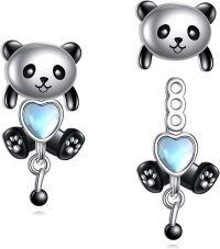wholesale 925 Sterling Silver Panda Heart Dangle Drop Stud Earrings for Women Girls Gifts Jewelry Accessories-P-Panda