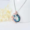 TOUPOP Sterling Silver Blue Crystal Rose Butterfly W Initial Necklace-0-5
