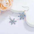 wholesale 925 Sterling Silver Blue Crystal Snowflake Drop Earrings Hypoallergenic Jewelry for Women Girls Gift 4cm Long-0-2