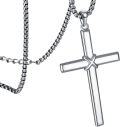 wholesale Cross Necklace For Men Women 925 Sterling Silver Beveled Edge Cross Pendant With 22"+2" Stainless Steel Chain Religious Protection Jewelry Christmas Gifts For Him Her Boyfriend Girlfriend Husband Wife -0-0