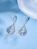wholesale 925 Sterling Silver Enamel Flower Hummingbird Drop Earrings-0-1