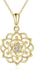 wholesale 14K Gold 7 Chakras Lotus Flower Crystal Pendant Yoga Jewelry Necklaces for Women-0-0