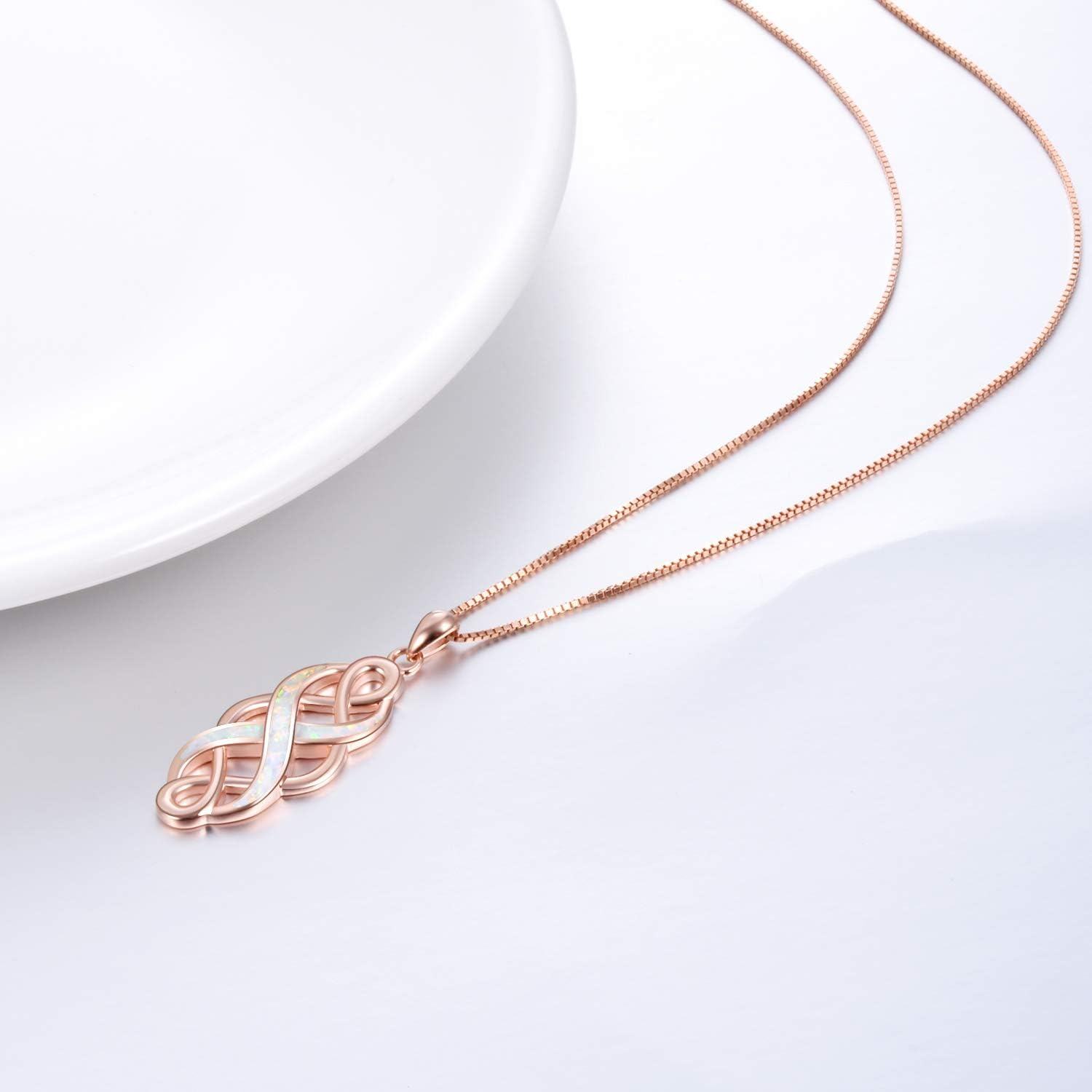 wholesale 925 Sterling Silver Irish Celtic Knot Created Opal Pendant Necklace for Women Men 18-0-4