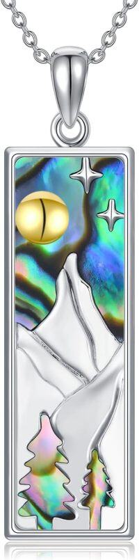 wholesale 925 Sterling Silver Natural Turquoise & Abalone Shell Pendant Necklaces for Women - Nature Inspired Gifts-Mountain-Abalone shell