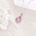 wholesale Sterling Silver Moonstone Cubic Zirconia Teardrop Pendant Necklace-0-46