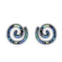wholesale 925 Sterling Silver Mother Of Pearl Spiral Stud Earrings For Women And Girls-Spiral