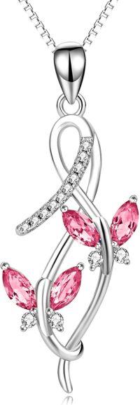 wholesale 925 Sterling Silver Pink Austrian Crystal Infinity Butterfly Pendant Necklace-A-Pink