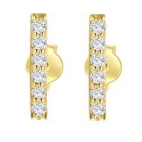 wholesale 14K White Gold Round Cut Natural Diamond Bar Stud Earrings 2ctw-Yellow Gold