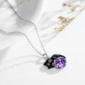 wholesale 14K Gold Pink Crystal Black Cat Pendant Necklace for Women Cats Lover-0-84
