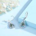 wholesale 925 Sterling Silver Teardrop Green Stone Leverback Earrings-0-1