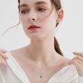 wholesale 925 Sterling Silver Lily Of The Valley Green Enamel Pendant Necklace-0-4