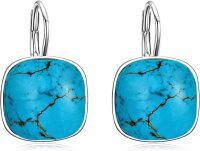 wholesale Sterling Silver Austrian Crystal Hypoallergenic Leverback Earrings Women s Gift-Blue turquoise