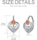 wholesale TOUPOP Heart Leverback Earrings 925 Sterling Silver Rose Flower Dangle Drop Earrings Heart Jewelry Gifts For Women Women Anniversary Christmas Birthday Gift Ideas -0-3