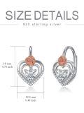 TOUPOP Sterling Silver Rose Flower Dangle Drop Heart Earrings Jewelry Gifts-0-3