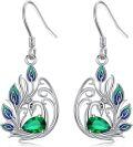 wholesale 925 Sterling Silver Peacock Earrings with Gemstones for Women – Elegant Dangle Jewelry Gift-0-0