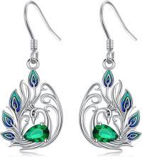 wholesale 925 Sterling Silver Peacock Earrings with Gemstones for Women – Elegant Dangle Jewelry Gift-Peacock