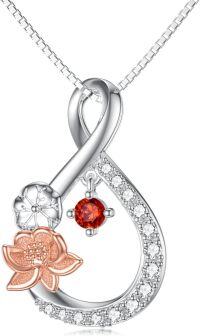 wholesale TOUPOP July Birth Flower Necklaces 925 Sterling Silver Dainty Floral Pendant Necklaces Infinity Birth Month Flower Jewelry Gifts For Women Her Birthday Anniversary -undefined