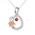 TOUPOP Sterling Silver & Crystal July Birth Flower Infinity Necklace-0-0