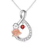TOUPOP Sterling Silver & Crystal July Birth Flower Infinity Necklace-undefined