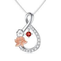 TOUPOP Sterling Silver & Crystal July Birth Flower Infinity Necklace-undefined