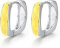 wholesale 925 Sterling Silver Yellow Opal Huggie Hoop Earrings with 925 Sterling Silver Gold Plating for Women-0-0