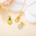 wholesale Gold 925 Sterling Silver Pineapple Pendant Necklaces (Set of 3) with Cubic Zirconia and Enamel Accents-0-3