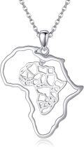 wholesale 925 Sterling Silver African Continent Map Necklace with Star of David and Texas Elements-0-0