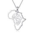wholesale 925 Sterling Silver Africa Map Pendant Necklace Platinum Plated Hollow Continent Jewelry-0-0