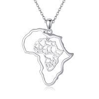 wholesale 925 Sterling Silver Africa Map Pendant Necklace-Africa-Silver