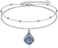 wholesale 925 Sterling Silver Abalone Shell Lotus Flower Charm Ankle Anklet-Abalone Lotus Anklet