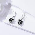 wholesale 925 Sterling Silver Black Heart Earrings with Snake Design-0-3