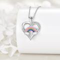 wholesale 925 Sterling Silver Heart Rainbow Clouds Pendant Necklace-0-2