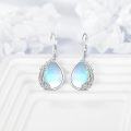wholesale 925 Sterling Silver Moonstone Drop Dangle Earrings with Leaf Design for Women-0-4