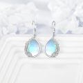 wholesale 925 Sterling Silver Moonstone Drop Dangle Earrings with Leaf Design for Women-0-4