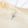 wholesale 925 Sterling Silver Genuine Turquoise Hummingbird Pendant Necklace for Women-0-3