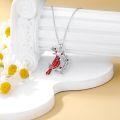wholesale 925 Sterling Silver Cardinal Bird Branch Red Berry Pendant Necklace Love Gift for Women Mom-0-3