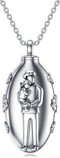 wholesale TOUPOP Two Side Dad Cremation Urn Necklace Daughter Jewelry For Ashes Keepsake Father Cremation Jewelry Urn Necklace Memorial Pendant For Women Girls With Filling Kit -0-4