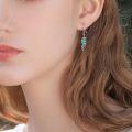 wholesale 925 Sterling Silver Turquoise Feather Drop Boho Earrings for Women-0-1