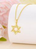 TOUPOP 14K Yellow Gold Star Of David Necklace For Women, 16+2 Inch-0-1