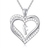 TOUPOP Sterling Silver Heart Initial A-Z Letter Pendant Necklace Gift for Women-undefined