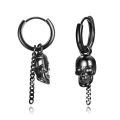 wholesale 925 Sterling Silver Skull Hoop Earrings Wholesale With Chain Detail-0-0