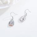 wholesale 925 Sterling Silver Hypoallergenic Unicorn Head with Flowers Drop Earrings for Women Girls Gifts Jewelry 4cm Long-0-1
