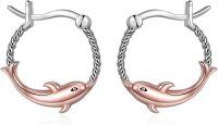 wholesale 925 Sterling Silver Dolphin Hoop Earrings for Women Girls Gift-H-Dolphin