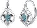wholesale 925 Sterling Silver Turquoise Turtle Leverback Hoop Earrings - Boho Beach Jewelry for Women-0-0