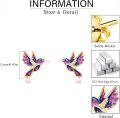 wholesale 925 Sterling Silver Purple & Blue Enamel Hummingbird Stud Earrings - Animal s for Women-0-11