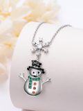 wholesale 925 Sterling Silver Snowman & Snowflake Charm Necklace - Winter Holiday s for Her-0-2
