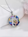 TOUPOP Sterling Silver Crystal Butterfly Tree Of Life Dragonfly Hummingbird Pendant Necklace-0-1