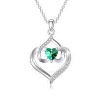 TOUPOP Sterling Silver Emerald Pendant Necklace, Birthday Gift For Women-undefined