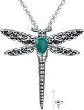 wholesale Sterling Silver Stone Dragonfly Urn Necklace for Ashes w Filling Tool-0-89